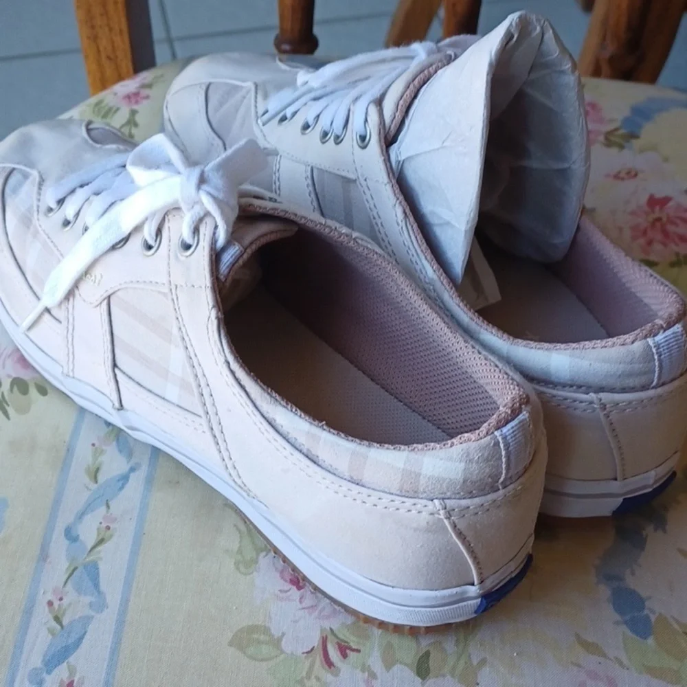 Keds Womens Tan Plaid Canvas Casual Comfort Sports Sneakers Shoes Size US 7